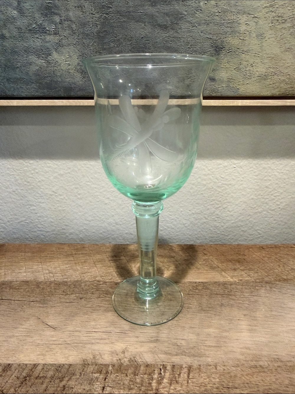 Green Etched Glass decorative piece/candle holder